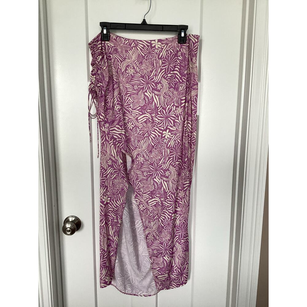 NWT Free People Womens High Waist Slit Maxi Skirt Mulberry Floral Purple Size 12